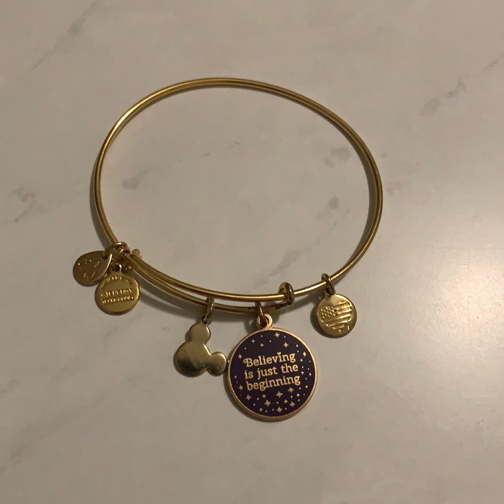 Alex and Ani / Disney Gold Bracelet with Purple Charm